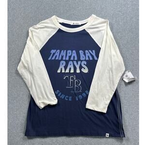 47 Brand Tampa Bay Rays Training Shirt Women Medium Blue 3/4 Sleeves Crew Neck